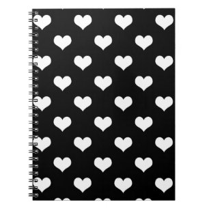 Black White Lovely Hearts Design Notebook