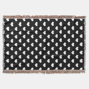 Black White Lovely Hearts Design Throw Blanket