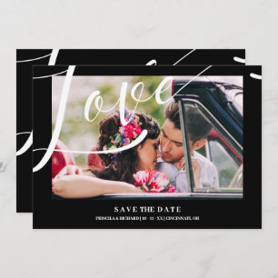 Black & White Luxury Minimalist Love Quote Photo Save The Date