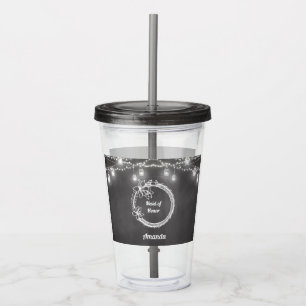 Black White Maid of Honour Mason Jar Wedding Acrylic Tumbler