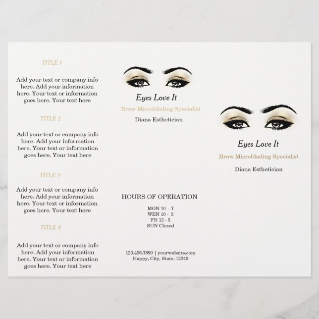 Black White Makeup Lashes Esthetician SPA Brochure (Front)