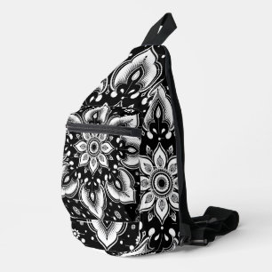 Black White Mandala Crossbody Sling Bag