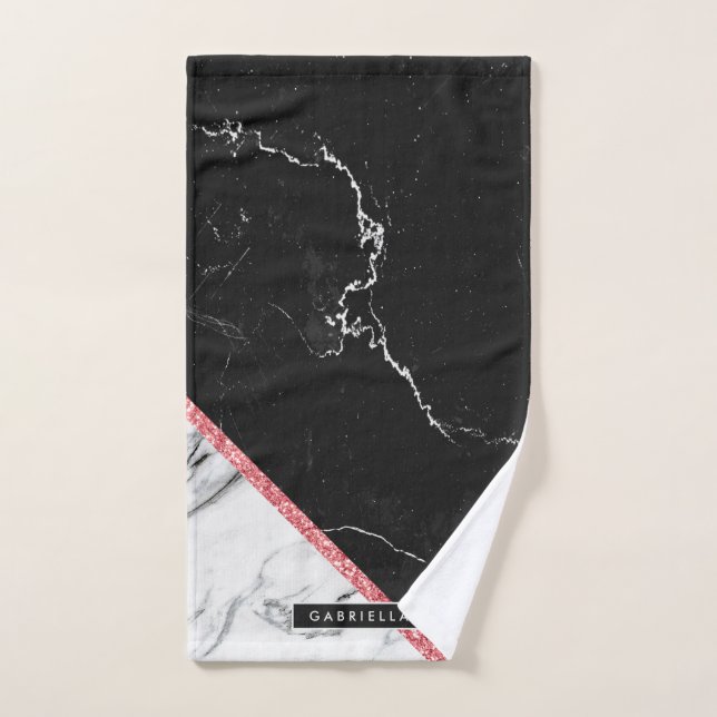 Black & White Marble Bath Towel Set (Hand Towel)