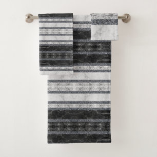 Black & White Marble Bathroom Towel Sets