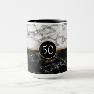 Black White Marble Birthday - Anniversary Mug