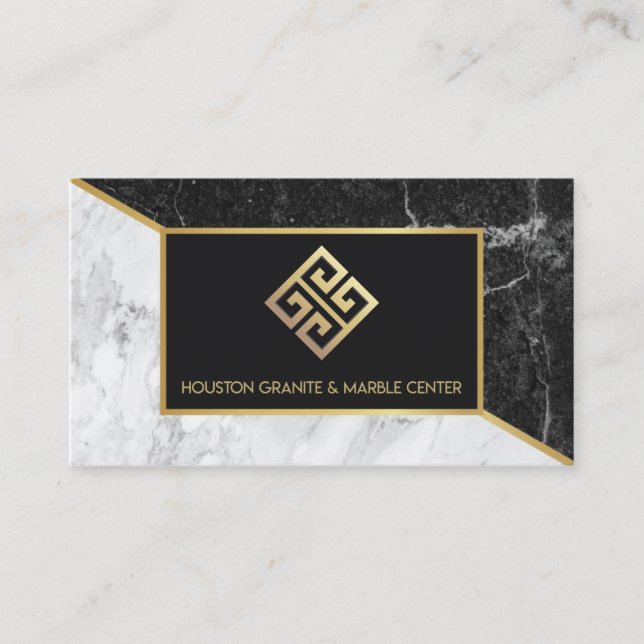 Black & White Marble Business Card (Front)