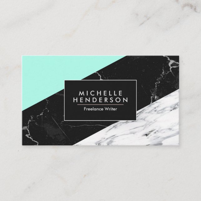 Black & White Marble Business Card (Front)