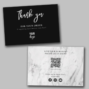 Black & White Marble Business Thank You Logo