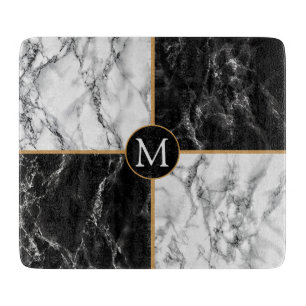 Black White Marble Custom Letter Cutting Board