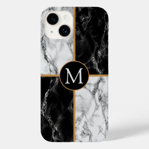 Black White Marble Custom Your Letter iPhone Case