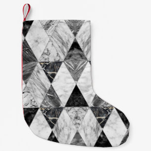 Black & White Marble Diamonds. Small Christmas Stocking