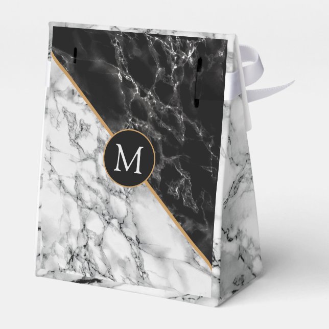 Black White Marble Favour Box - Your Letter (Back Side)