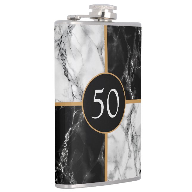 Black White Marble Flask Personalised Your Design (Right)