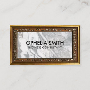 Black White Marble   Gold Decorative Frame Business Card