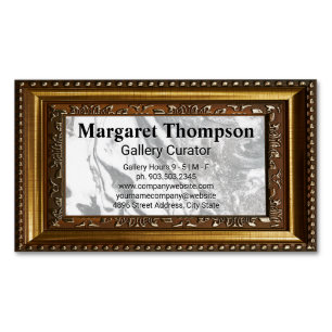 Black White Marble   Gold Decorative Frame Magnetic Business Card