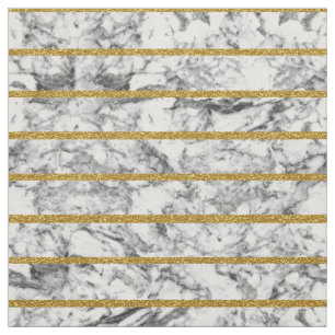 Black white marble gold glitter effect stripes fabric
