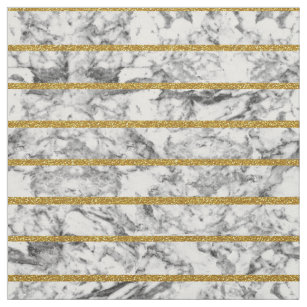 Black white marble gold glitter effect stripes fabric