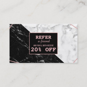 Black White Marble Gold Makeup Artist Referral Card