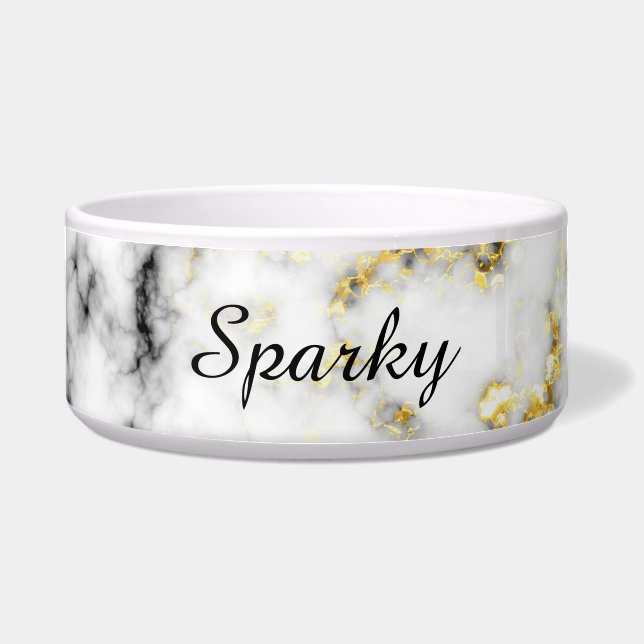 Black white marble gold sparkle flakes Personalise (Front)