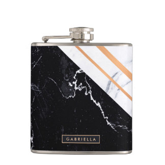 Black & White Marble Hip Flask