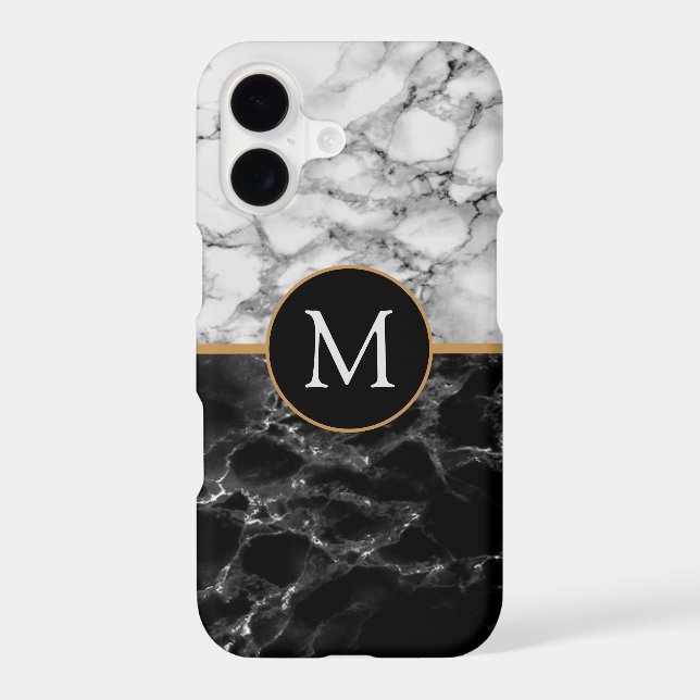 Black White Marble iPhone Case Custom Letter (Back)