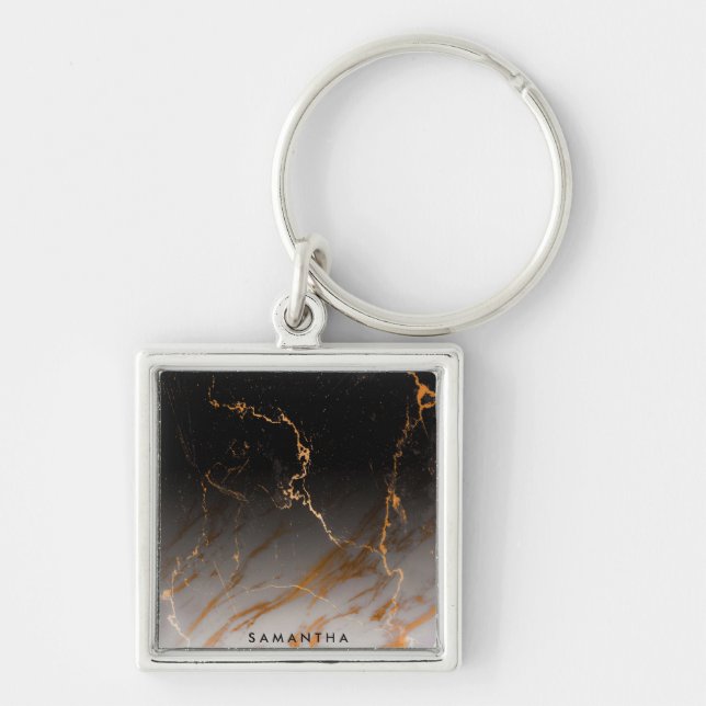 Black & White Marble Key Ring (Front)