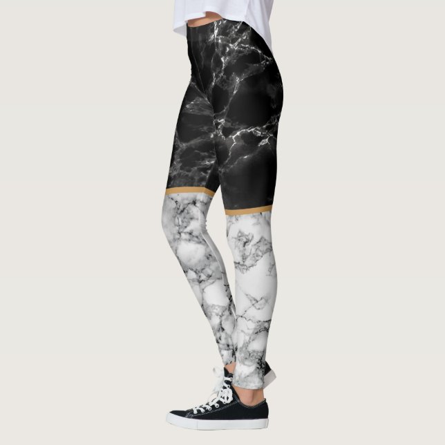 Black White Marble Leggings (Left)