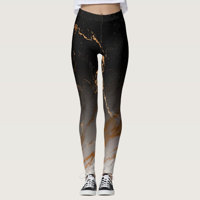 Black & White Marble Leggings (Front)