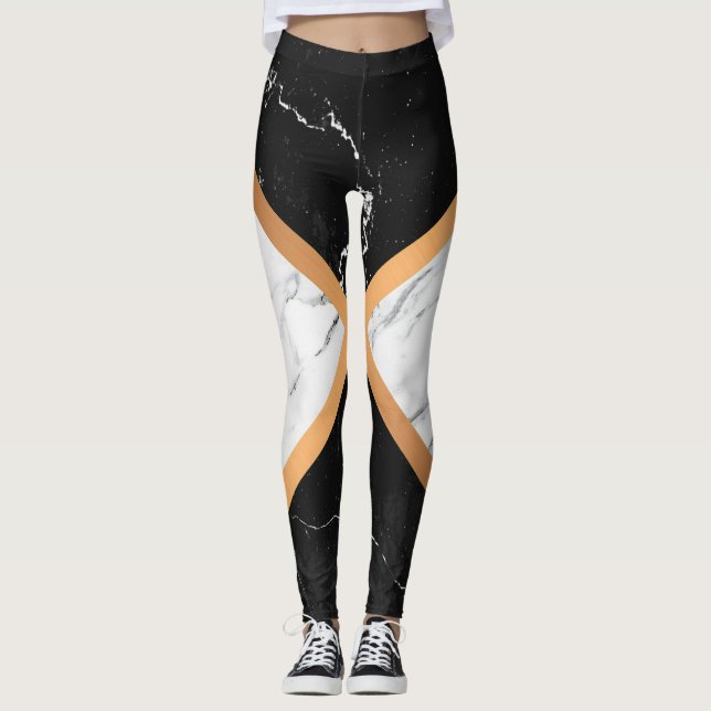 Black & White Marble Leggings (Front)