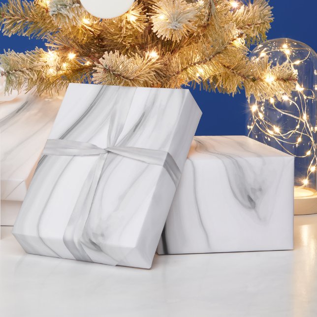 Black White Marble Minimalist Elegant Gift Wrapping Paper (Holidays)