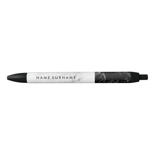 Black & White Marble Modern Elegant Sophisticated Black Ink Pen (Front)
