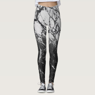 Black & White Marble Modern Glam Trendy Leggings