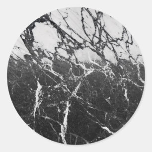 Black & White Marble Modern Glam Trendy Party Classic Round Sticker
