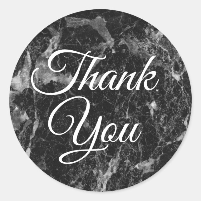 Black & White Marble Modern Trendy Favour Treat Classic Round Sticker (Front)