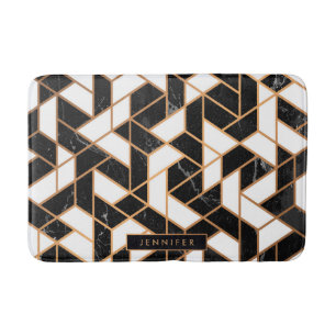 Black & White Marble Mosaic Bath Mat