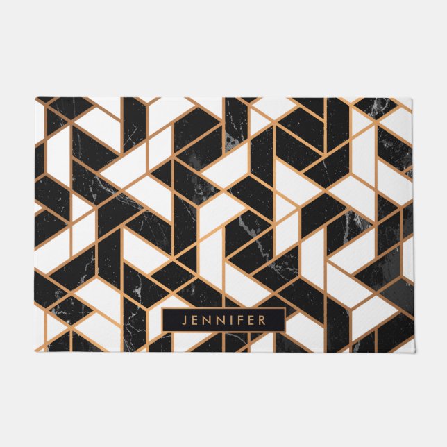 Black & White Marble Mosaic Doormat (Front)