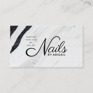 Black & White Marble Nails By "Name" Business Card