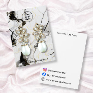 Black & white marble necklace earring Display Card