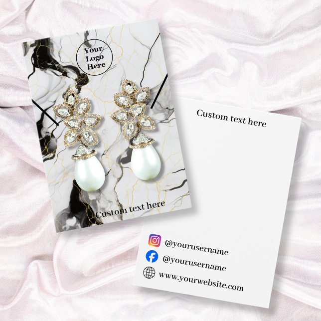 Black & white marble necklace earring Display Card (Creator Uploaded)