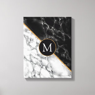 Black White Marble Personalised Canvas Print