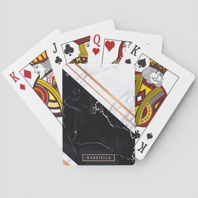 Black & White Marble Playing Cards (Back)