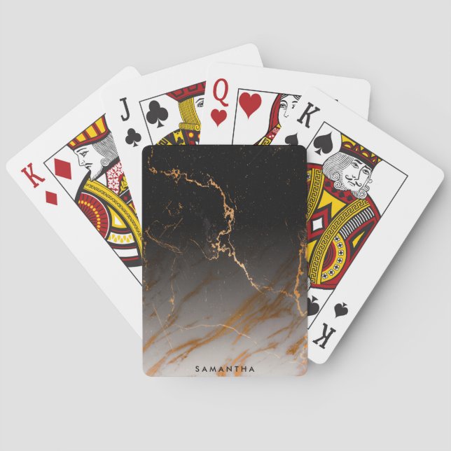 Black & White Marble Playing Cards (Back)