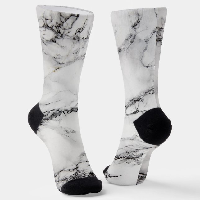 Black & White marble  Socks (Angled)