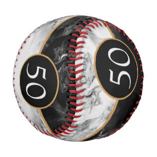 Black & White Marble Stone - Add Your Age / Year Baseball