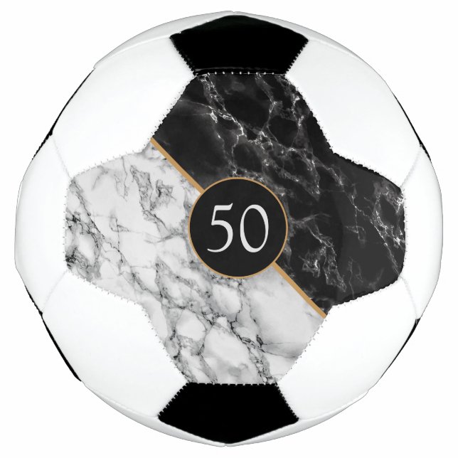Black & White Marble Stone - Add Your Age / Year  Football (Front)