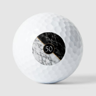 Black & White Marble Stone - Add Your Age / Years Golf Balls