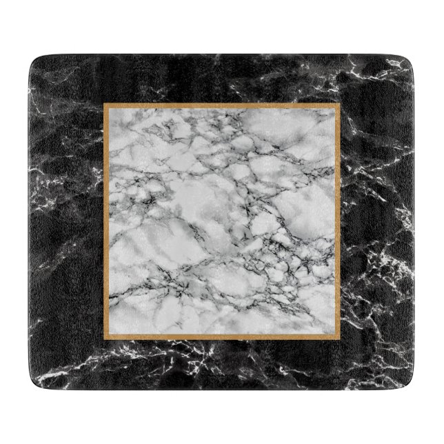 Black White Marble Stone Cutting Board (Front)