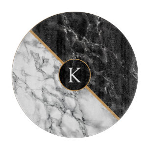 Black White Marble Stone Cutting Board Your Letter