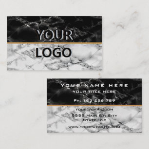 Black & White Marble Stone - Trendy Professional - Business Card