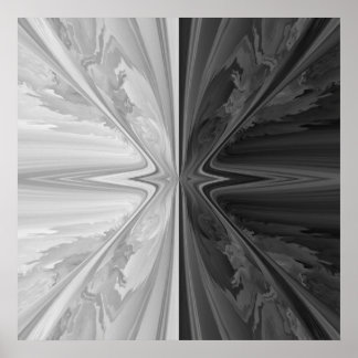 Black & White Marble Stone Ying Yang Poster